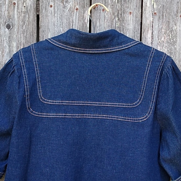 Dark Denim Short-sleeved Stretch Jacket Topper - Picture 6 of 9